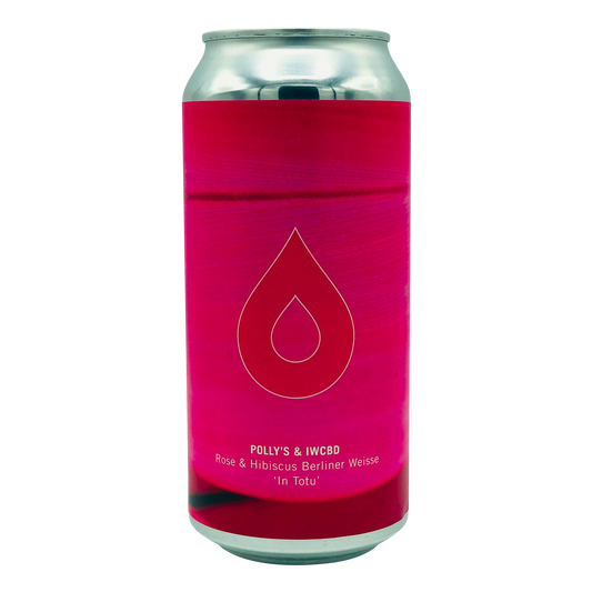 Bright Pink Can of Polly's Brew Rose and Hibiscus Berliner Weisse Craft Beer In Totu brewed for International Women's Day