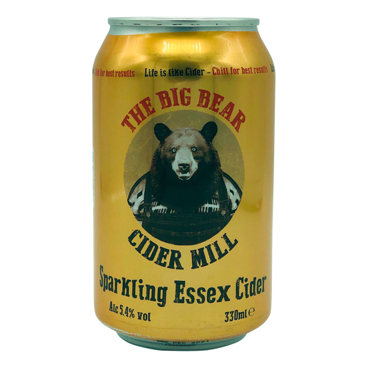 The Big Bear Cider Sparkling Essex Cider 330ml Can brewed in Braintree featuring bear logo. Vegan friendly and gluten free